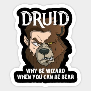 Druids Why Be A Wizard When You Can Be A Bear Druid Fun Meme Sticker